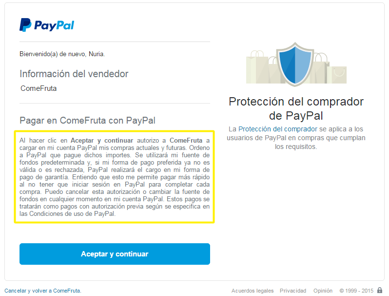 Pago de una suscripción con PayPal